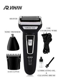 R.VIHAN 3-in-1 Multifunctional Shaver RV-6558 | Rechargeable USB Cordless Electric Hair Clipper, Beard Trimmer, Nose & Ear Hair Trimmer | Portable Wireless Grooming Kit for Men | 5V 1000mA 3W Professional Shaving & Body Hair Trimmer  - Image 2