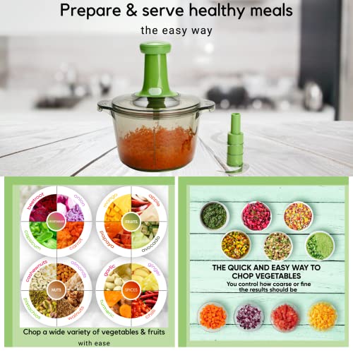 Brieftons Express Manual Food Chopper: Large 8.5-Cup, Hand Chopper Vegetable Cutter to Chop Veggies, Fruits, Herbs, Garlic Onion Chopper for Salsa, Salad, Pesto, Guacamole, Coleslaw, Indian Cooking - Image 5