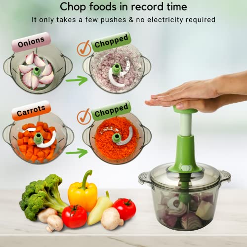 Brieftons Express Manual Food Chopper: Large 8.5-Cup, Hand Chopper Vegetable Cutter to Chop Veggies, Fruits, Herbs, Garlic Onion Chopper for Salsa, Salad, Pesto, Guacamole, Coleslaw, Indian Cooking - Image 3