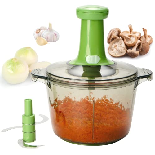 Brieftons Express Manual Food Chopper: Large 8.5-Cup, Hand Chopper Vegetable Cutter to Chop Veggies, Fruits, Herbs, Garlic Onion Chopper for Salsa, Salad, Pesto, Guacamole, Coleslaw, Indian Cooking - Image 1