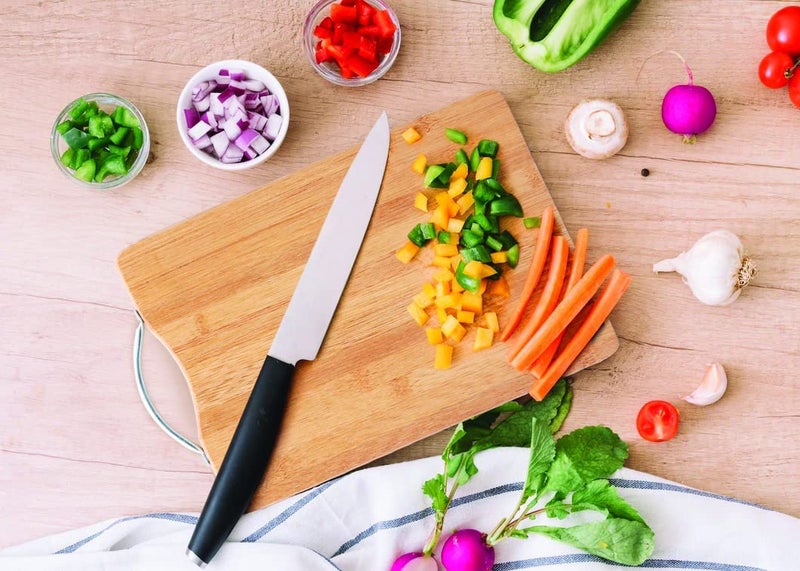 VALAMJI Natural Bamboo Wood Chopping Cutting Board for Kitchen Vegetables Fruits Cheese BPA Free EcoFriendly AntiMicrobial Wooden 1PCS - Image 2