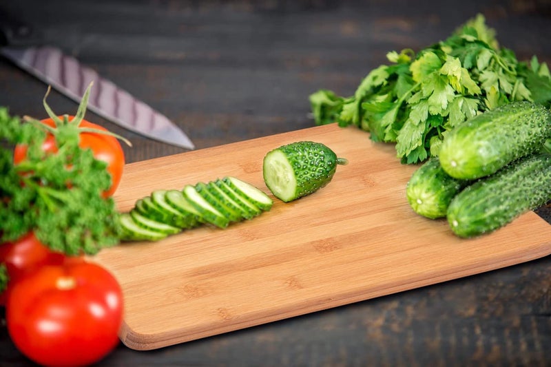 VALAMJI Natural Bamboo Wood Chopping Cutting Board for Kitchen Vegetables Fruits Cheese BPA Free EcoFriendly AntiMicrobial Wooden 1PCS - Image 3