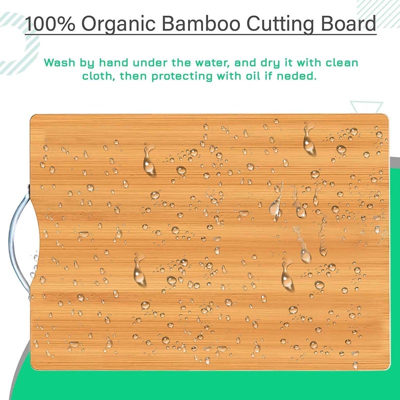 VALAMJI Natural Bamboo Wood Chopping Cutting Board for Kitchen Vegetables Fruits Cheese BPA Free EcoFriendly AntiMicrobial Wooden 1PCS - Image 5