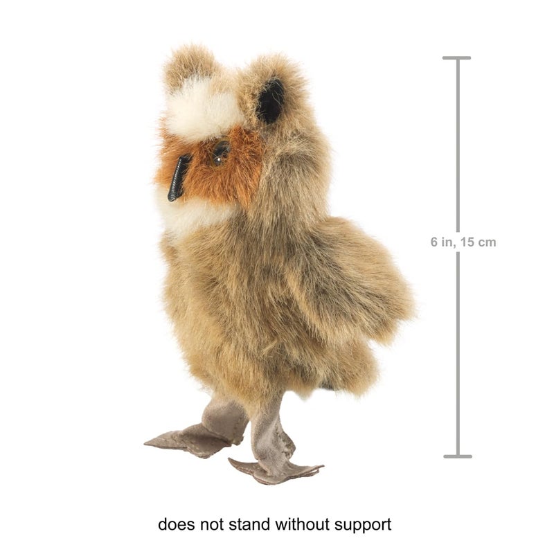 Folkmanis Mini Great Horned Owl Finger Puppet, Brown, White, Black - Image 4