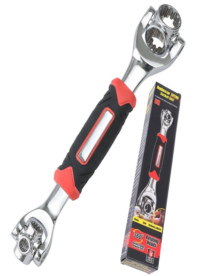 KIKITE 48 in 1 Universal Socket Wrench, Cr-V Steel Multi Function Rotating Wrench Tool Metric Standar 5/16" to 3/4" 8-19mm Adjustable Spanner Compatible with Spline 6 12 Point Torx Square Bolts - Image 1