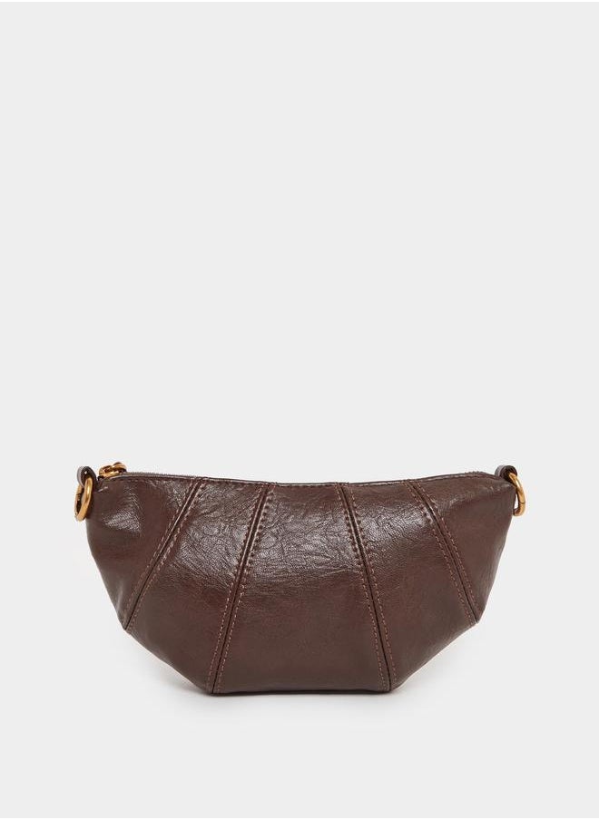 Styli Stitch Detail Half Moon Crossbody Bag  - Image 4