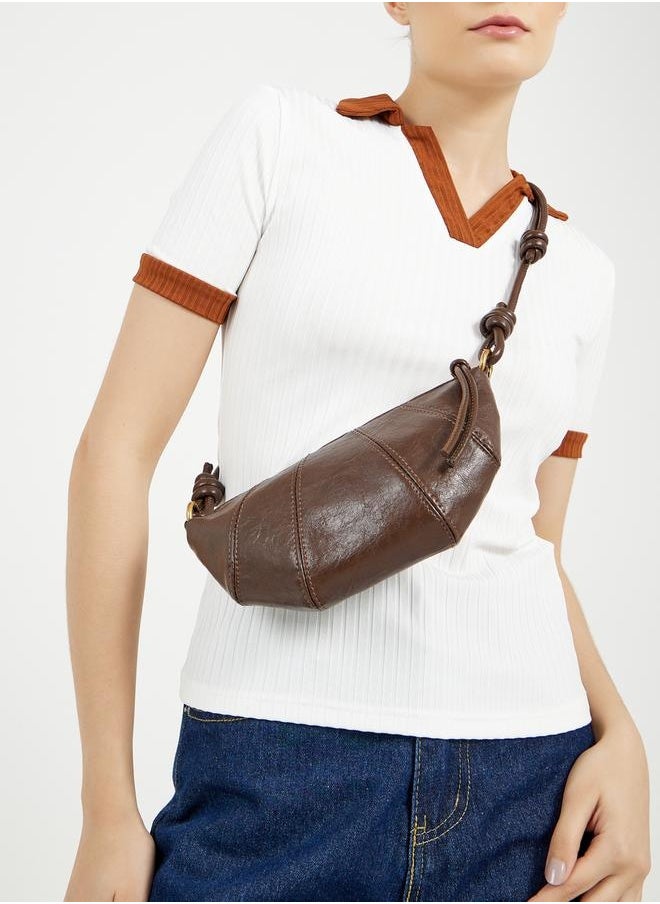 Styli Stitch Detail Half Moon Crossbody Bag  - Image 2