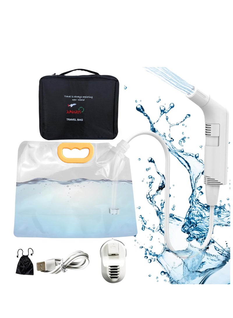 JUNARIS Portable Bidet Sprayer Set For Travel | Rechargeable Bidet   Sprayer | Handheld Camping Bidet Shower Sprayer with 2.3L Water Tank, 800mAh Battery,Foldable Plastic Bag (White) - Image 1