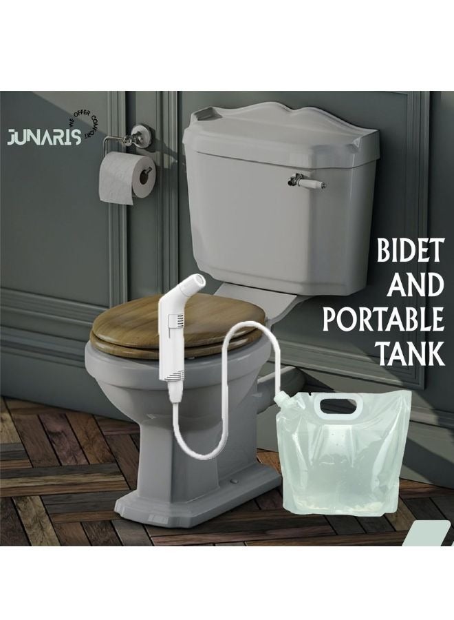 JUNARIS Portable Bidet Sprayer Set For Travel | Rechargeable Bidet   Sprayer | Handheld Camping Bidet Shower Sprayer with 2.3L Water Tank, 800mAh Battery,Foldable Plastic Bag (White) - Image 5