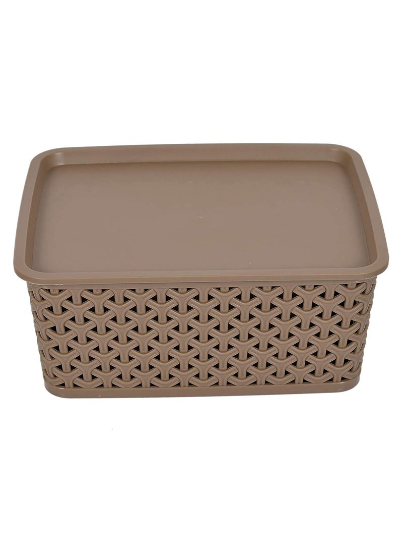 SKI SKI Fashion Small/Medium/Large Multipurpose Storage Basket with Lid Set 3 (Fawn Grey), Kids Room/Kitchen/Wardrobe Organiser, for Hospital/Clinics  - Image 3