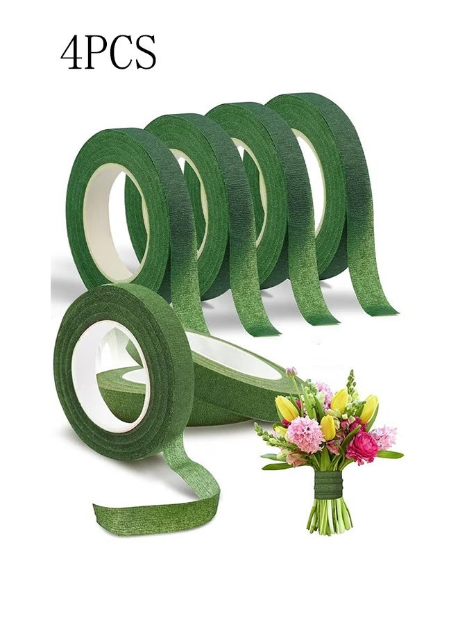 واي جيه ٤ لفات من شريط الزهور الأخضر لتغليف سيقان الزهور، لأعمال الباقات اليدوية والحرفية، باقات الزفاف، الجدائل وترتيبات الزهور بعرض 1/2 بوصة - Image 1