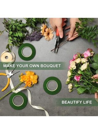 4 Rolls Green Floral Tapes For Flower Stem Wrap Tape, DIY Bouquet Wrapping And Crafts, Wedding Bouquet, Garland And Floral Arrangements 1/2" Wide - view 3