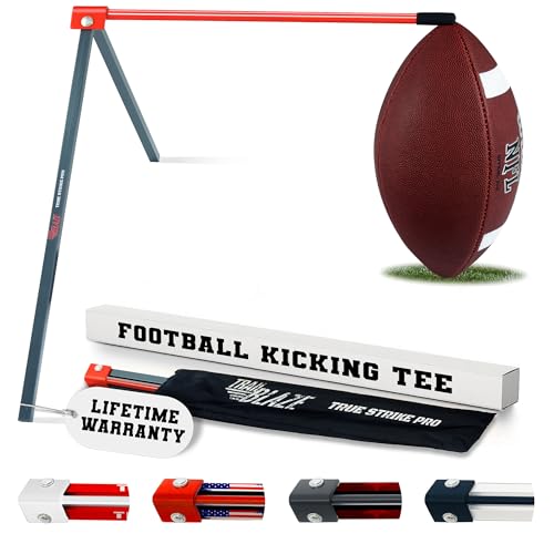 Trailblaze True Strike Pro Football Kicking Tee - Ultimate Football Tee Compatible with All Ball Sizes, Bonus Goal Kicking Tracker, Field Goal Football Holder (Grey & Orange) - Image 1