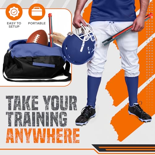 Trailblaze True Strike Pro Football Kicking Tee - Ultimate Football Tee Compatible with All Ball Sizes, Bonus Goal Kicking Tracker, Field Goal Football Holder (Grey & Orange) - Image 4