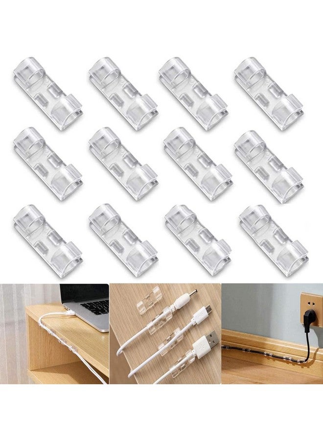 INOVERA (LABEL) 10 Pieces Wire Organizer Cable Management Clip Desktop Cord Hook with 3M Adhesive Foam (Transparent) - Image 1