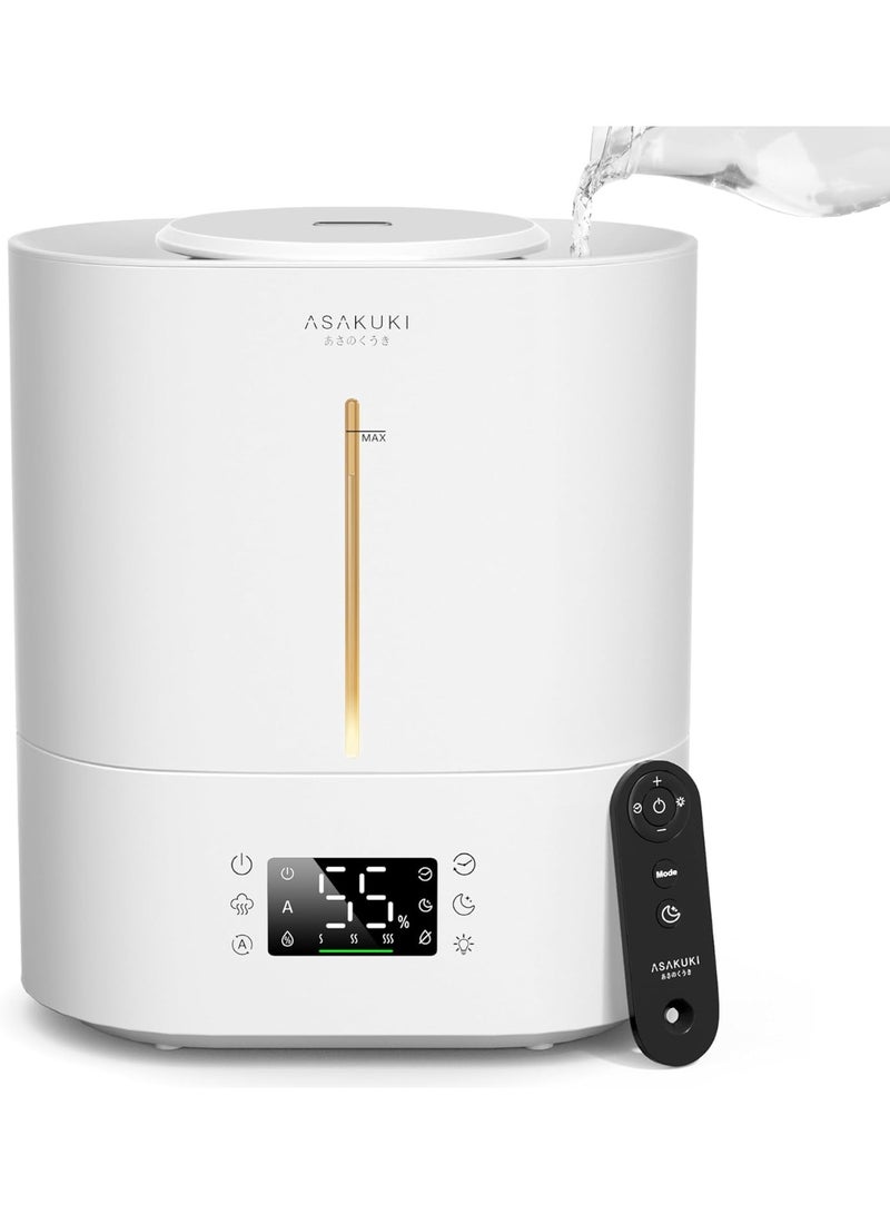 ASAKUKI Humidifiers for Bedroom Home, 4L Top Fill Ultrasonic Cool Mist Humidifiers for Baby Nursery & Plants Indoor, Adjustable Humidity Control, Auto Mode, Quiet Sleep Mode - Image 1