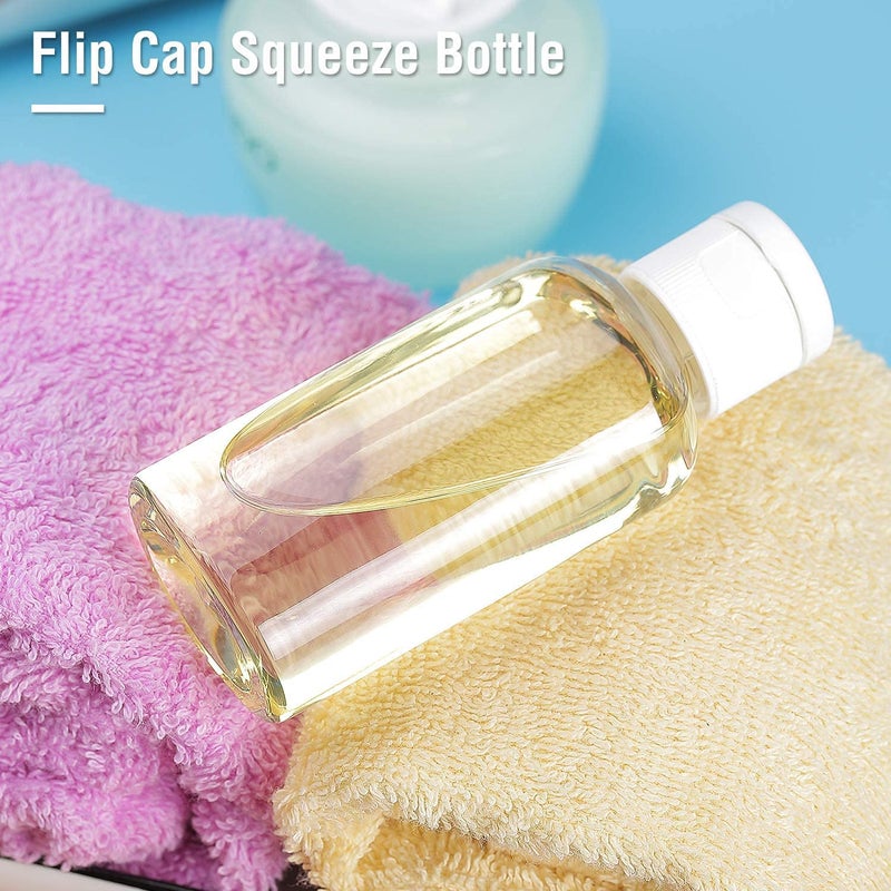 Harrods هارودز 24 قطعة زجاجات بلاستيكية شفافة فارغة سعة 50 مل قابلة لإعادة التعبئة بحجم السفر حاويات تجميل صغيرة مقاومة للتسرب زجاجات ضغط مع غطاء علوي أخضر لمنتجات العناية الشخصية، الشامبو - Image 3