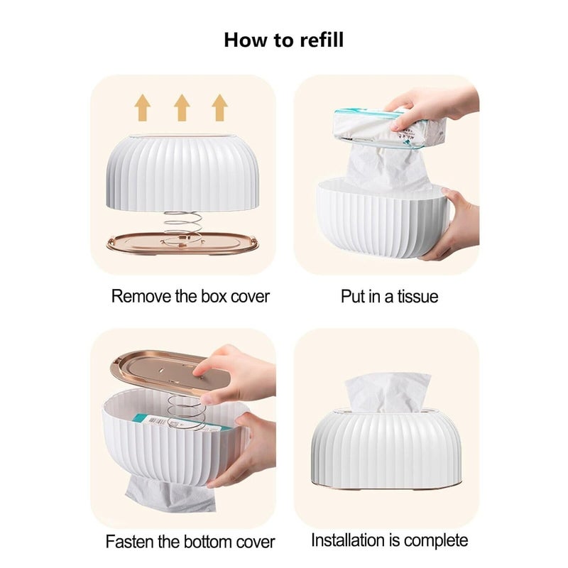 Hidak Unique Tissue Box Organaizer Striped Design Tissue Paper Box Holder Nordic Style Tissue Box Holder Dispenser for Home Car Kithce Dining Table - Image 4