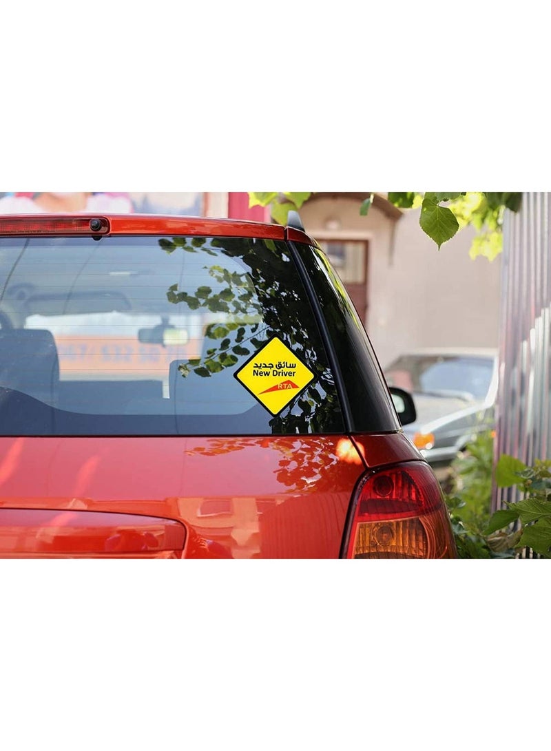 BEYTOR New Driver Car Sign Sticker – Reflective Safety Sticker 15cm x 15cm, Self-Adhesive, Removable & Reusable Warning Sign for Beginner Drivers - Image 3