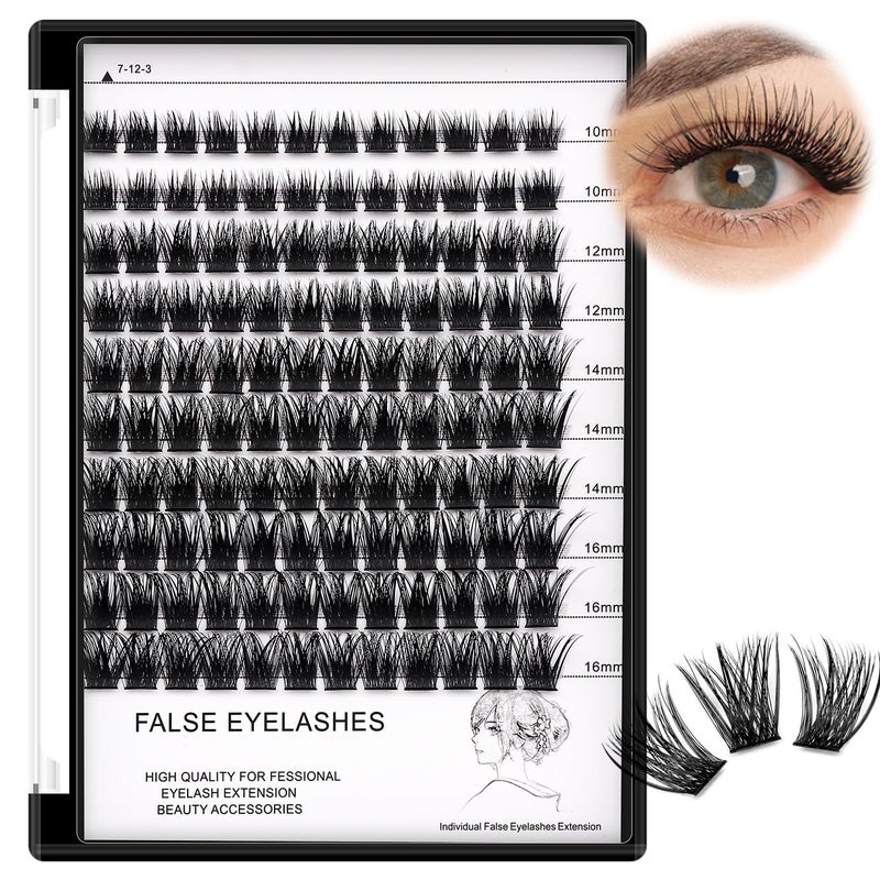 Bodermincer 120 Clusters 10mm12mm12mm14mm14mm16mm Mixed Wide Cluster False Eyelash Individual Cluster EyeLashes Grafting Fake False Eyelashes Eyelash Extension Black 10121416mm Mixed