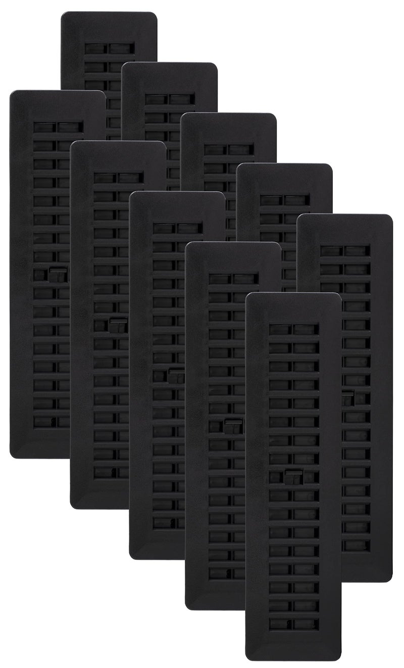 Decor Grates PL212BLK10 Louvered Plastic Floor Register Black Finish 10 Pack