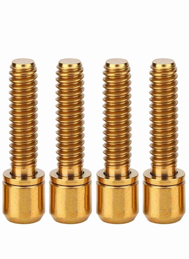 RISK 4Pcs M6x18mm Bike Disc Brake Clamp Bolt Fixed Screw with Gasket (Gold) - Image 1