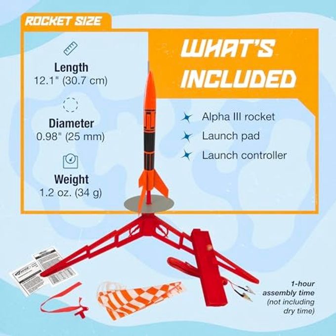 Estes Alpha III Launch Set, 12 years and up with Adult Supervision if under 12, Black,Orange - Image 4