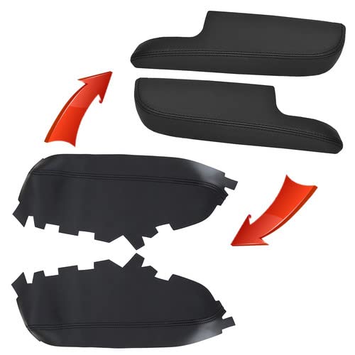 NLQR 2Pcs Front Door Panels Armrest Cover Leather Black Compatible with Toyota Avalon 2013 2014 2015 2016 2017 2018 - Image 2