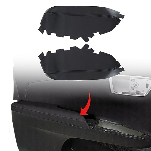NLQR 2Pcs Front Door Panels Armrest Cover Leather Black Compatible with Toyota Avalon 2013 2014 2015 2016 2017 2018 - Image 1