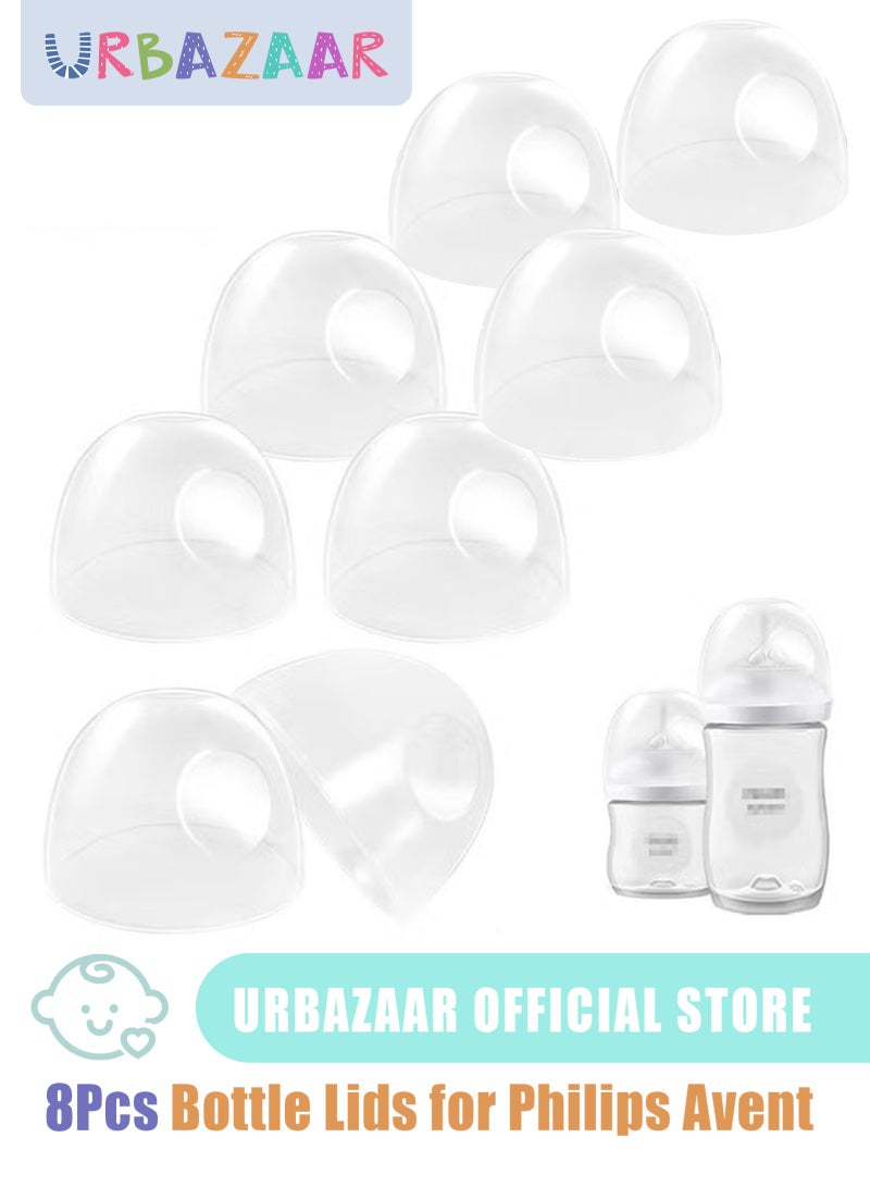 URbazaar Baby Bottle Lids for Philips Avent Natural Bottles - 8 Pack BPA-Free Leakproof Caps, Soft & Durable Replacement Covers for Avent Glass/Plastic Bottles - Image 1