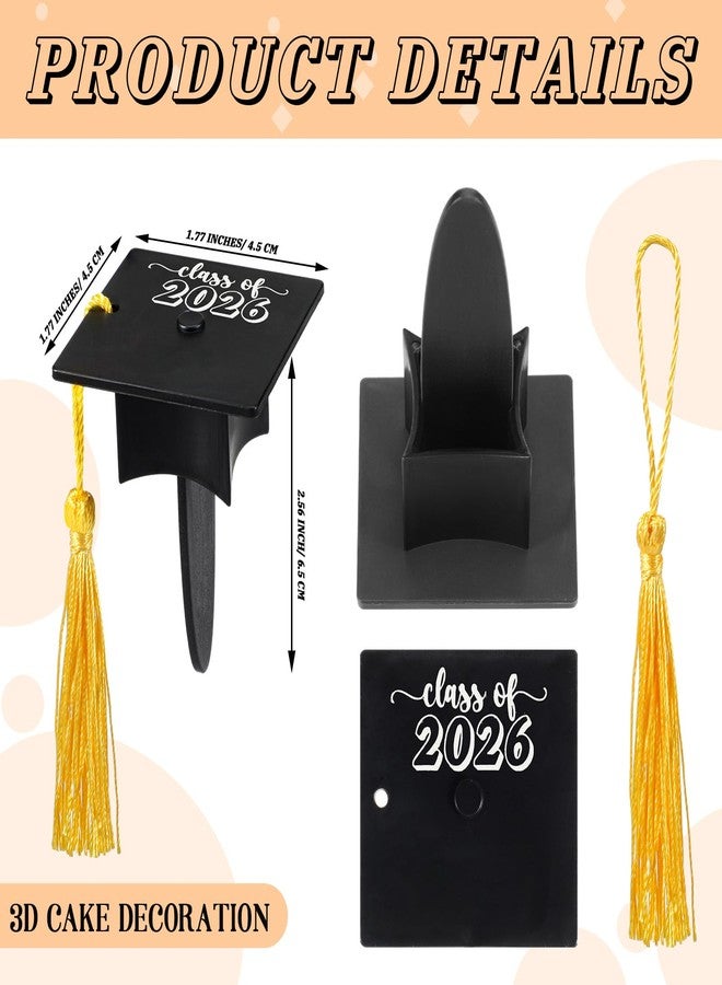 Sinload 36 Pcs Graduation Cap Cupcake Toppers Class of 2026 Cupcake Picks Grad Theme Party Cake Decorations Plastic 3D Graduation Hat Cake Picks for Grad Party Cocktails Appetizers Food - Image 3