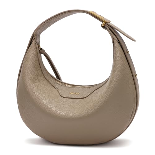 Keyli حقيبة كايلي هلالية للنساء، حقيبة كتف عابرة، حقائب جلدية مقاومة للماء، حقائب كلاتش، حقائب مصممة مع حزام قابل للتعديل، رمادي - Image 1