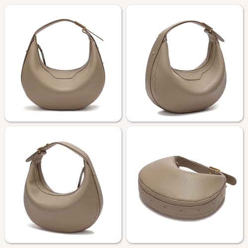 Keyli حقيبة كايلي هلالية للنساء، حقيبة كتف عابرة، حقائب جلدية مقاومة للماء، حقائب كلاتش، حقائب مصممة مع حزام قابل للتعديل، رمادي - Image 3