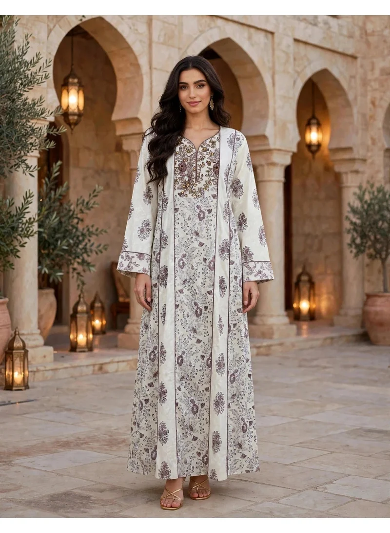 اكسا جلابية أناقة الحديقة الخالدة IK214Purple