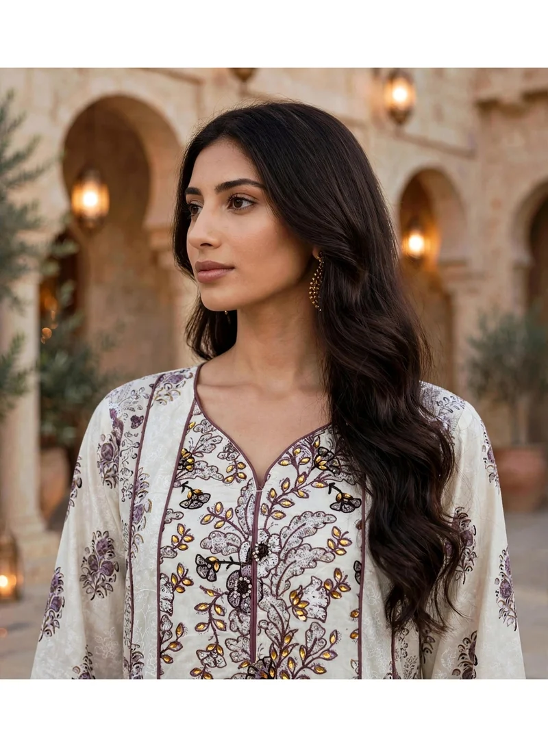 اكسا جلابية أناقة الحديقة الخالدة IK214Purple