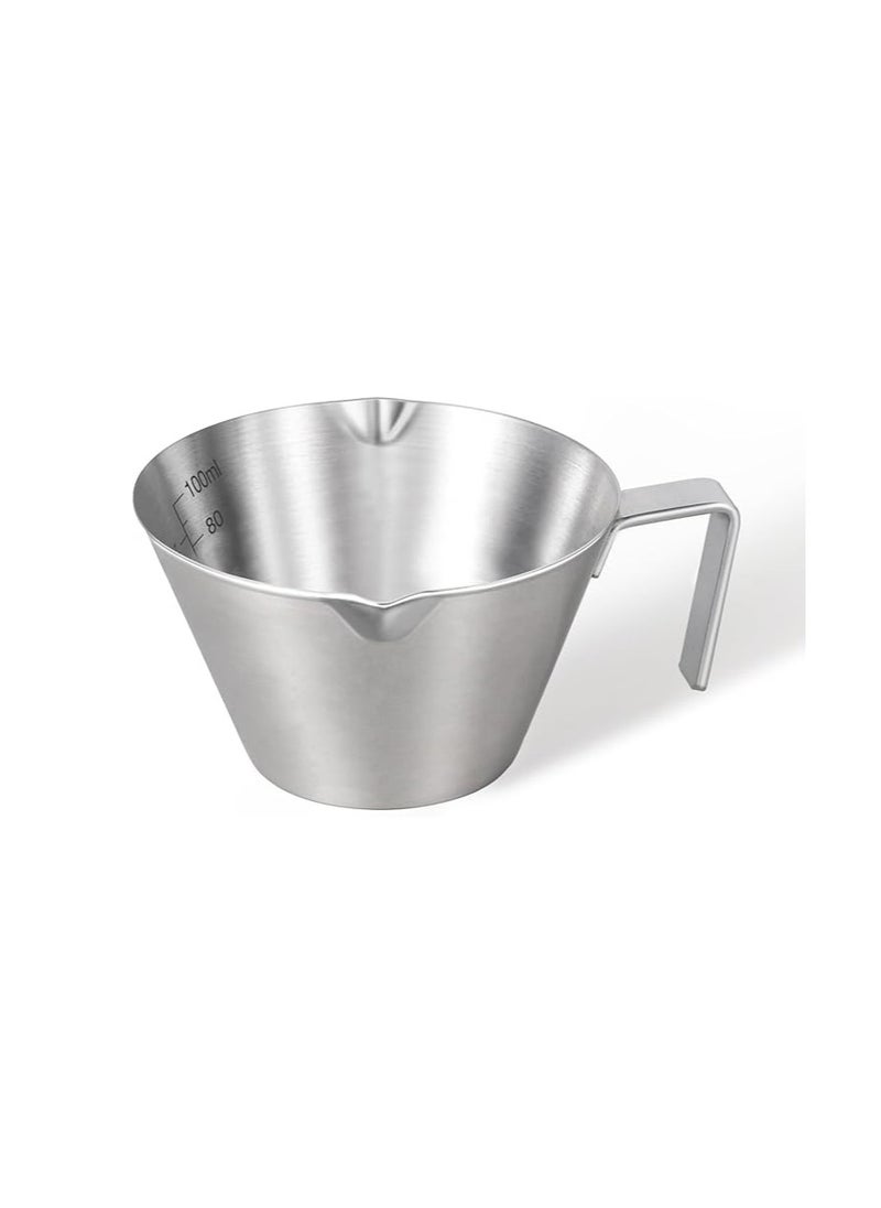 Generic Liying 1Pcs Stainless Steel Espresso Cups 100ml, Espresso Accessories, Double Spout Metal Measuring Cup with Dual Scale, Espresso Shots Cup with Handle, Coffee Bean Weighing (Silver)  - Image 1