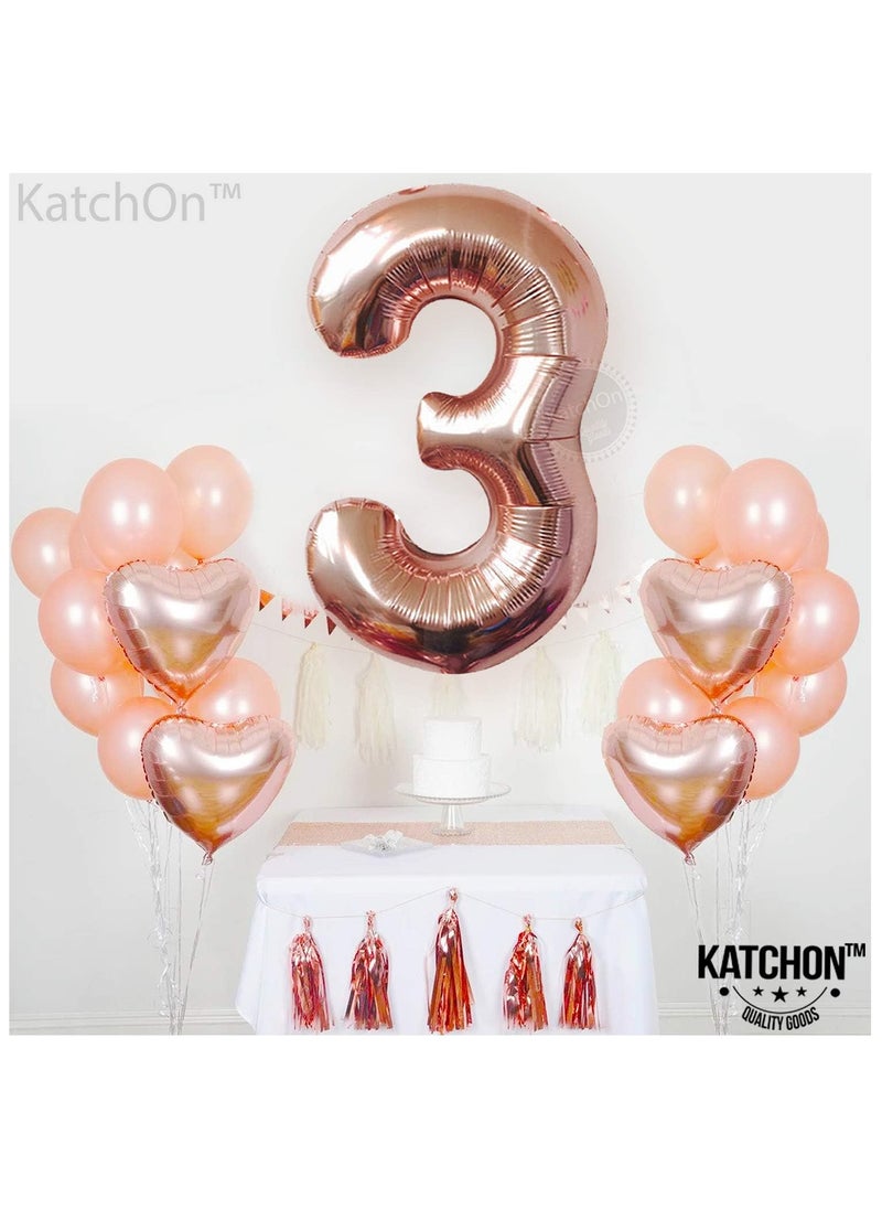 KATCHON Rose Gold Number 3 Balloon for 3rd Birthday or Anniversary Decoration 40 Inch  - Image 4
