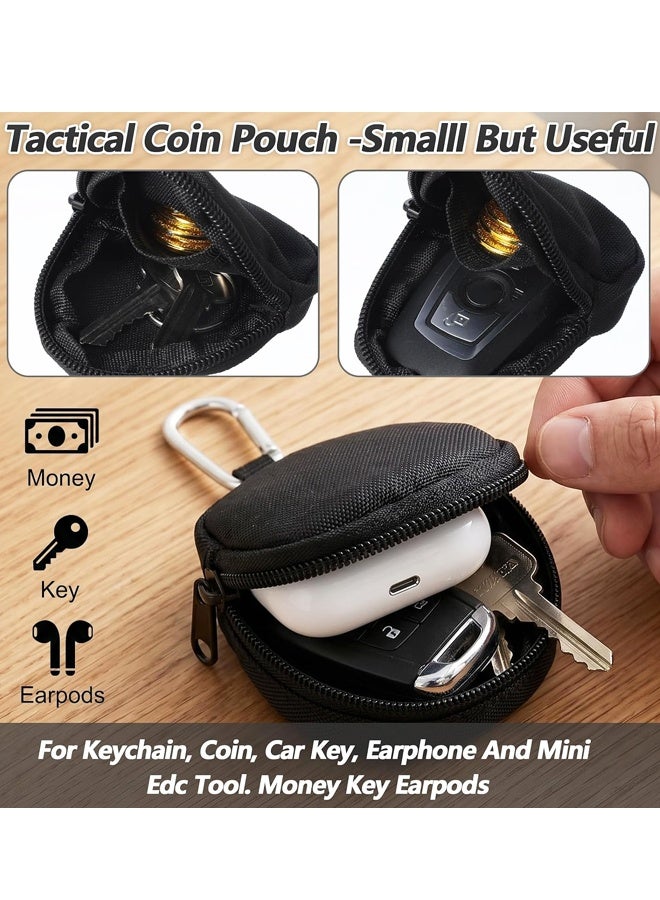 2 PCS Mini Keychain Pouch, Coin Purse with Carabiner Clip Black - Image 3