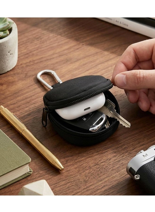 2 PCS Mini Keychain Pouch, Coin Purse with Carabiner Clip Black - Image 5