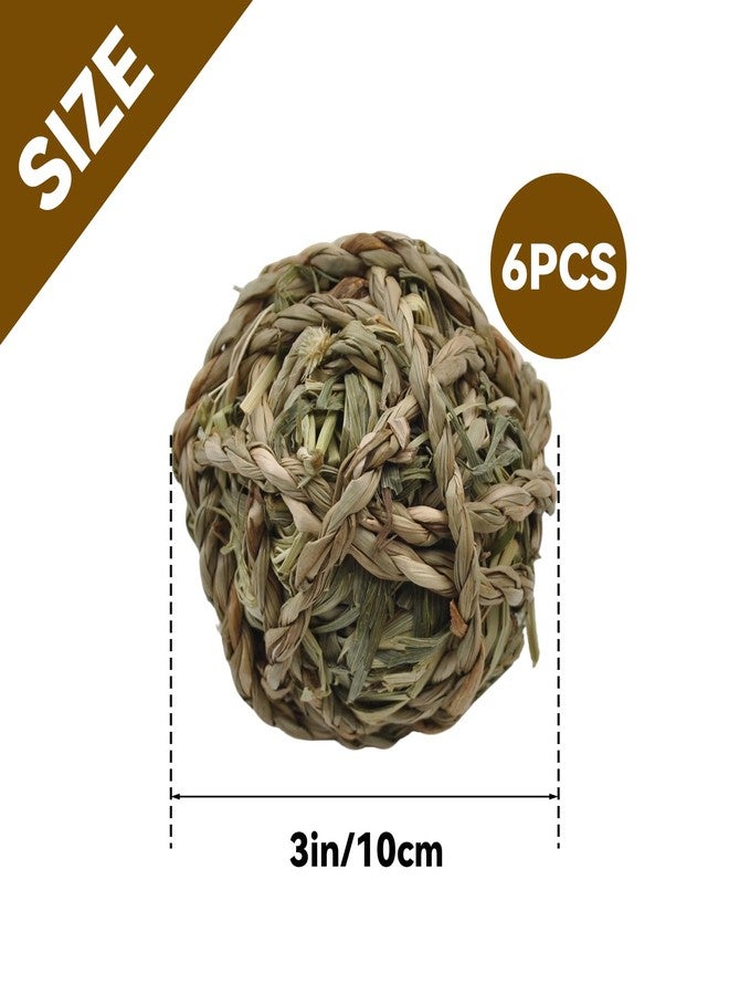kathson 6 Pcs Rabbit Chew Grass Balls,Bunny Grass Toy Handmade Timothy Hay Ball Small Animal Treats Teeth Grinding Chews for Rabbits Chinchillas Guinea Pigs Hamsters Mice Gerbils - Image 5