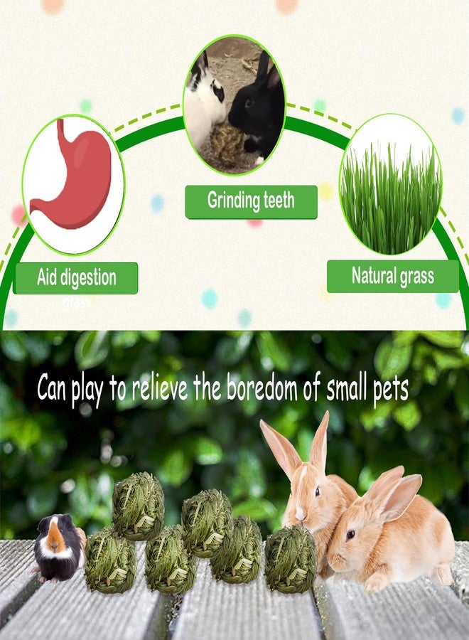kathson 6 Pcs Rabbit Chew Grass Balls,Bunny Grass Toy Handmade Timothy Hay Ball Small Animal Treats Teeth Grinding Chews for Rabbits Chinchillas Guinea Pigs Hamsters Mice Gerbils - Image 3