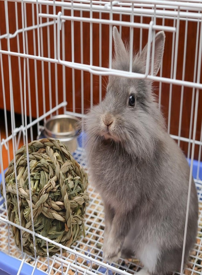 kathson 6 Pcs Rabbit Chew Grass Balls,Bunny Grass Toy Handmade Timothy Hay Ball Small Animal Treats Teeth Grinding Chews for Rabbits Chinchillas Guinea Pigs Hamsters Mice Gerbils - Image 2
