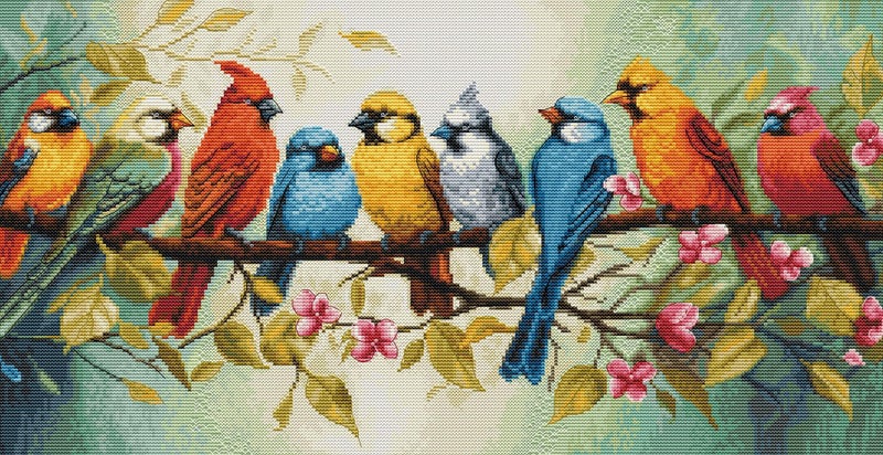 LucaS Cross Stitch Kit Counted Cross Stitch for Adults Embroidery Kit The Song of The Birds BU5062