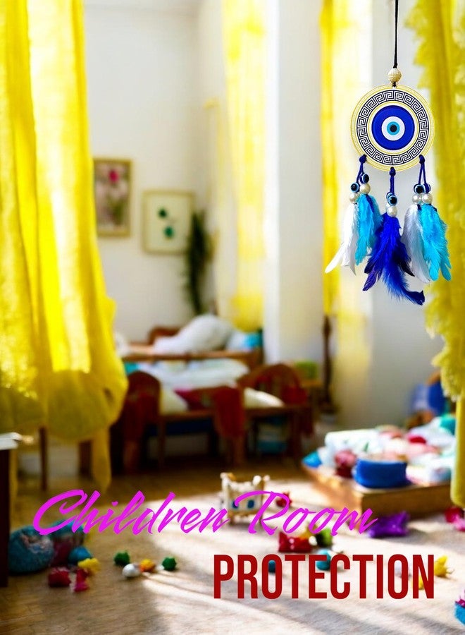 Jiyu Creation Designed Evil Eye Blue White Car Hanging | Nazar Battu Charm | Spiritual Protection Decor for Car & Home| Mandala Design (White Round) - Image 3