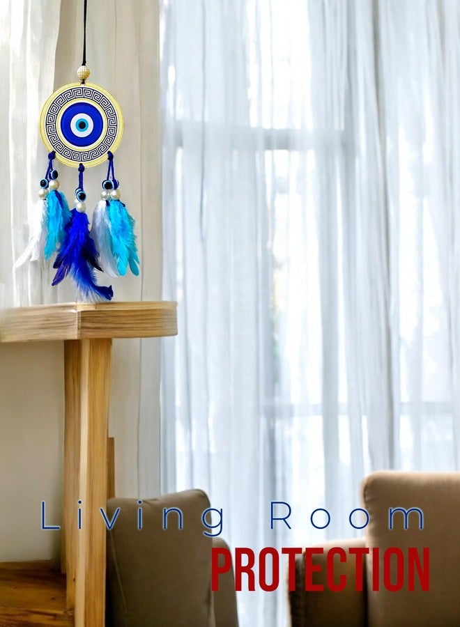 Jiyu Creation Designed Evil Eye Blue White Car Hanging | Nazar Battu Charm | Spiritual Protection Decor for Car & Home| Mandala Design (White Round) - Image 4