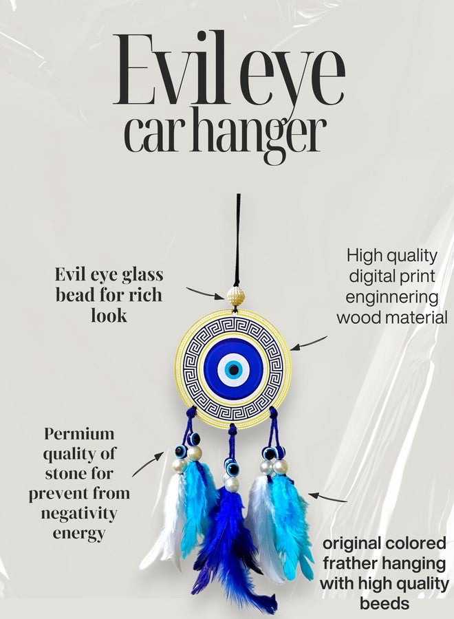 Jiyu Creation Designed Evil Eye Blue White Car Hanging | Nazar Battu Charm | Spiritual Protection Decor for Car & Home| Mandala Design (White Round) - Image 5