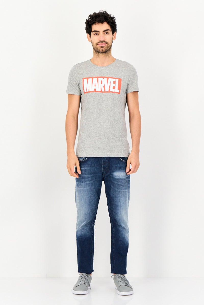 Difuzed x Marvel Men Crew Neck Short Sleeve Brand Logo T-Shirt, Grey - Image 2