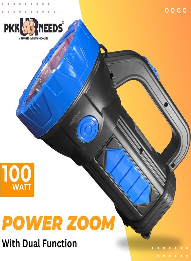 Pick Ur Needs Home Emergency Rechargeable 100W +2 Side Tube LED Long Range Search Torch Light (Blue) - Image 2