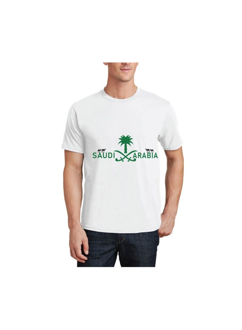 Saudi Arabia National Day Men's T-Shirt – Short Sleeve Round Neck Soft Cotton Tshirt - Perfect For Celebrating Saudi National Day, Events - Image 1