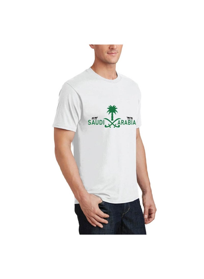 Saudi Arabia National Day Men's T-Shirt – Short Sleeve Round Neck Soft Cotton Tshirt - Perfect For Celebrating Saudi National Day, Events - Image 4